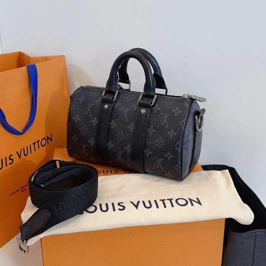 閒置新 路易威登/Louis Vuitton 黑武士老花 Keepall25 芯片款-2