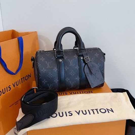 閒置新 路易威登/Louis Vuitton 黑武士老花 Keepall25 芯片款-6