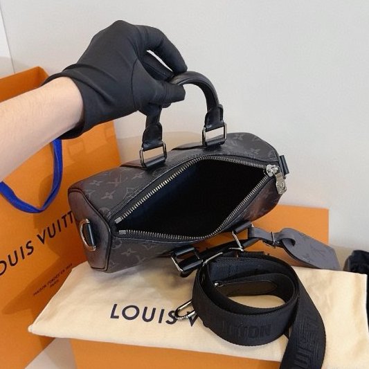閒置新 路易威登/Louis Vuitton 黑武士老花 Keepall25 芯片款-10