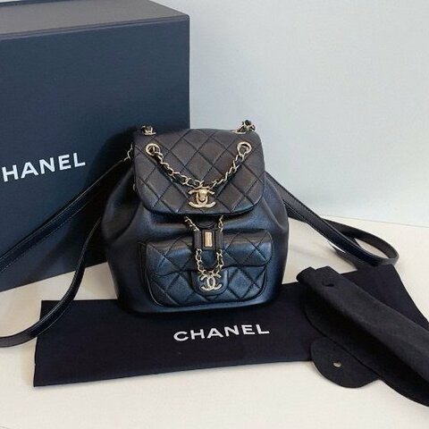 近新品 香奈兒/Chanel 黑金duma 雙肩包芯片款