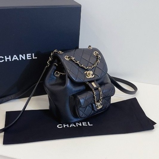 近新品 香奈兒/Chanel 黑金duma 雙肩包芯片款-2