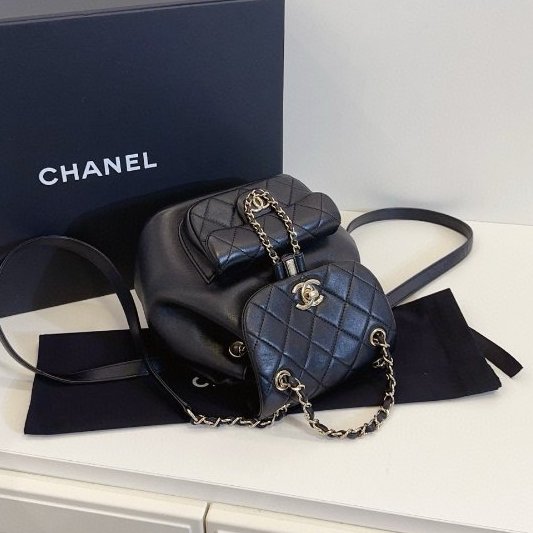近新品 香奈兒/Chanel 黑金duma 雙肩包芯片款-3
