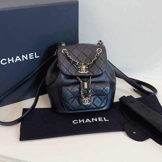 近新品 香奈兒/Chanel 黑金duma 雙肩包芯片款-5