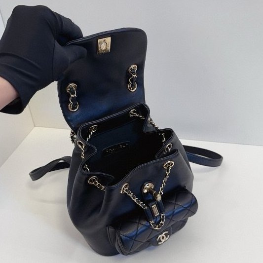 近新品 香奈兒/Chanel 黑金duma 雙肩包芯片款-8
