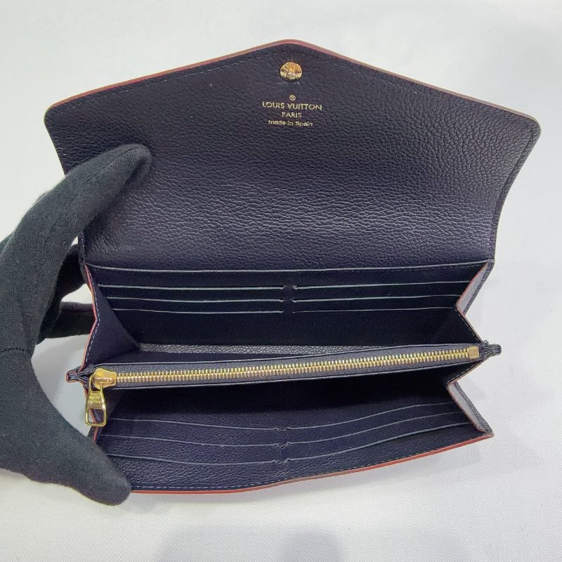 LV Sarah 深藍牛皮信封釦式長夾-4