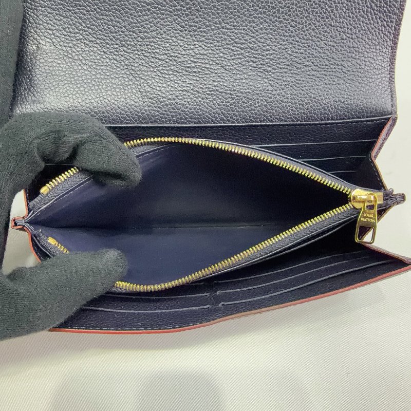 LV Sarah 深藍牛皮信封釦式長夾-5