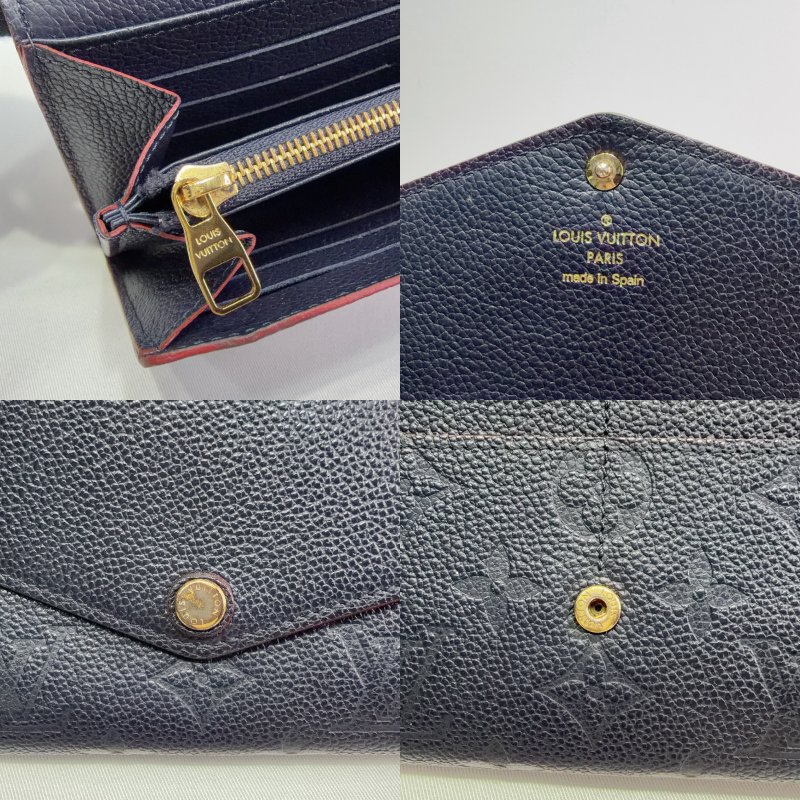 LV Sarah 深藍牛皮信封釦式長夾-6