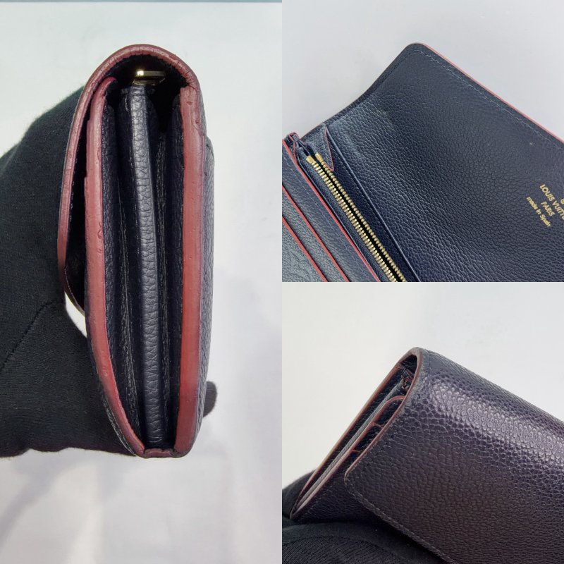 LV Sarah 深藍牛皮信封釦式長夾-7