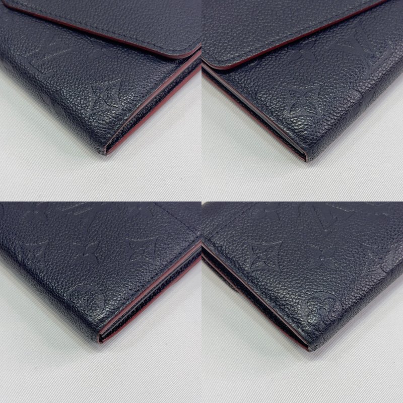 LV Sarah 深藍牛皮信封釦式長夾-9