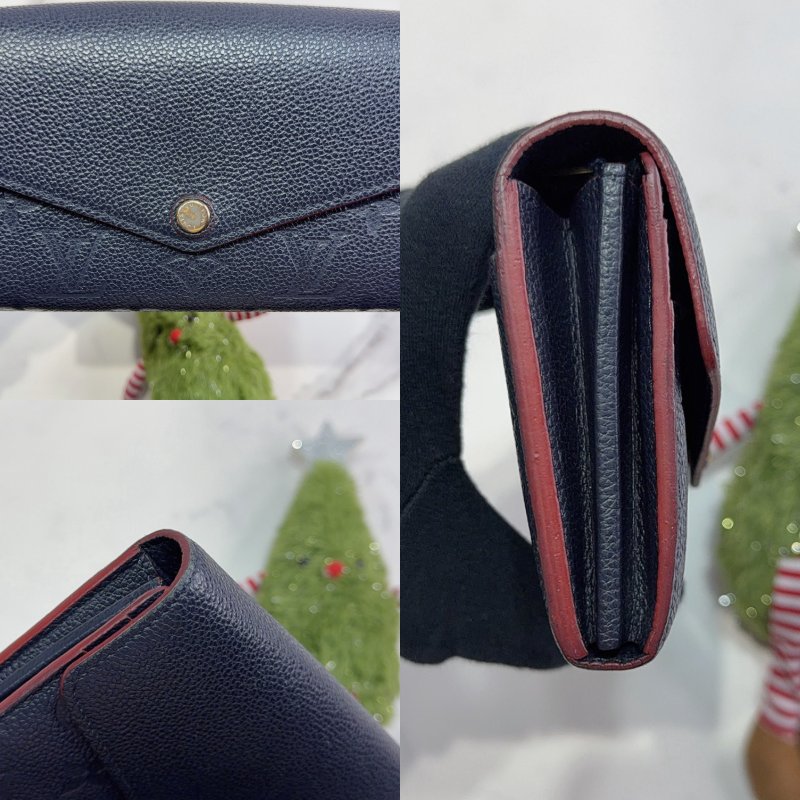 LV Sarah 海軍藍牛皮信封釦式長夾-6