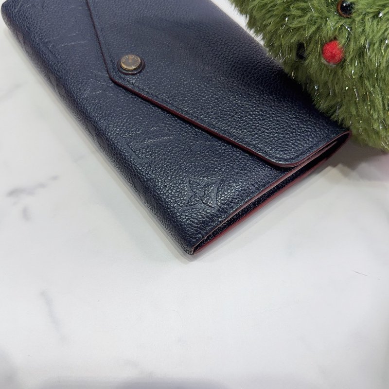 LV Sarah 海軍藍牛皮信封釦式長夾-8