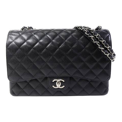 CHANEL 牛皮皮革Maxi Classic鏈帶手挽肩背兩用袋