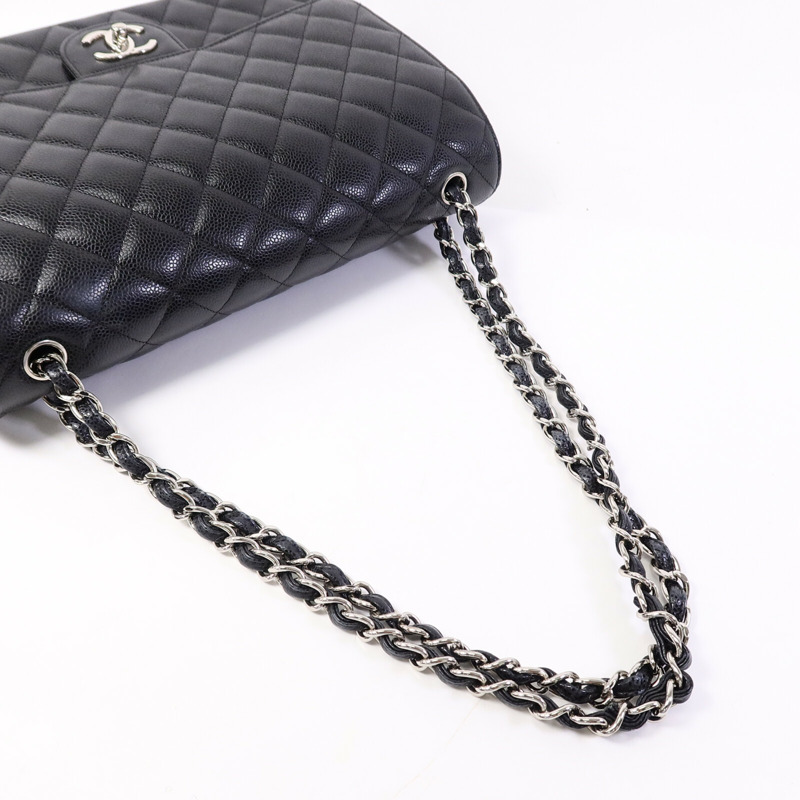 CHANEL 牛皮皮革Maxi Classic鏈帶手挽肩背兩用袋-8