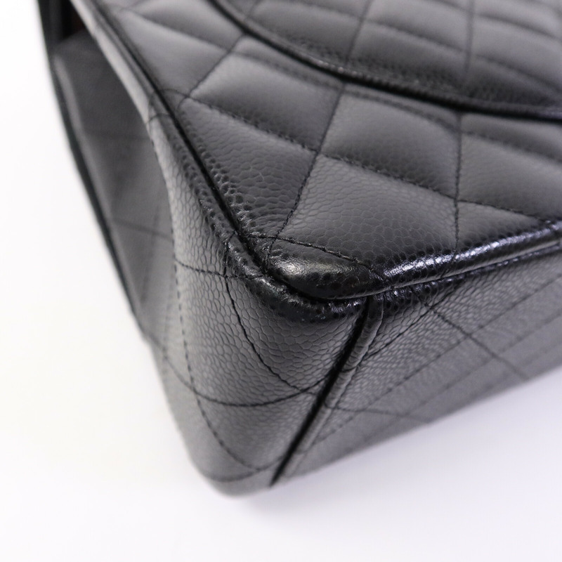 CHANEL 牛皮皮革Maxi Classic鏈帶手挽肩背兩用袋-12