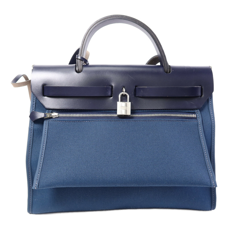 HERMES 帆布Herbag PM手挽肩背兩用袋Ocean Blue/Blue Indi-1