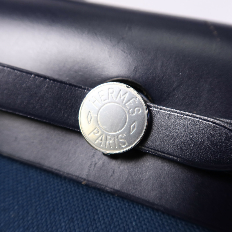 HERMES 帆布Herbag PM手挽肩背兩用袋Ocean Blue/Blue Indi-6