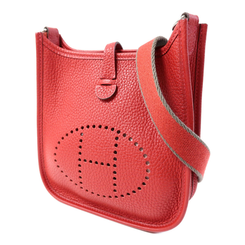 HERMES Clemence皮革Evelyne TPM肩背袋Rouge Vif-2