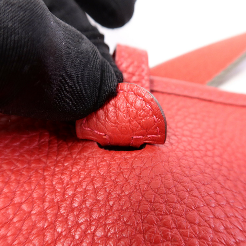 HERMES Clemence皮革Evelyne TPM肩背袋Rouge Vif-7