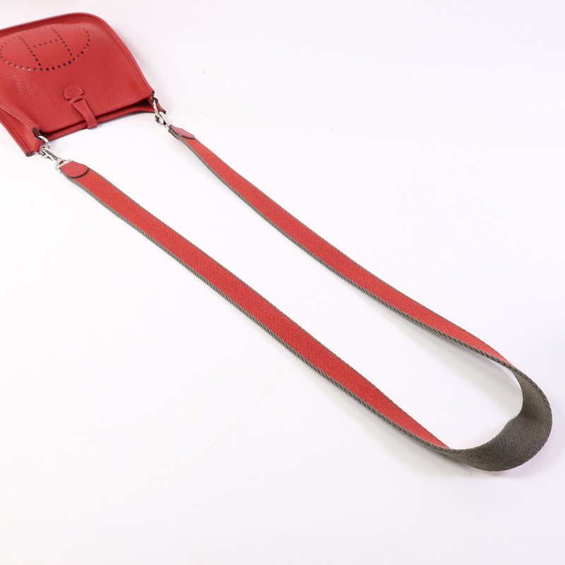 HERMES Clemence皮革Evelyne TPM肩背袋Rouge Vif-8