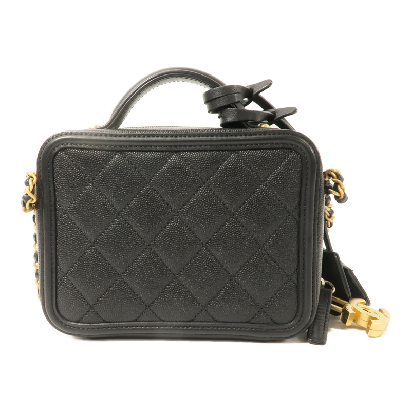 CHANEL 牛皮皮革Vanity Case 17cm鏈帶手挽肩背兩用袋-1