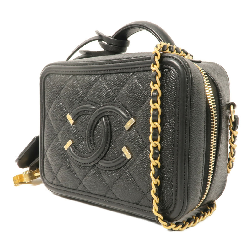 CHANEL 牛皮皮革Vanity Case 17cm鏈帶手挽肩背兩用袋-2