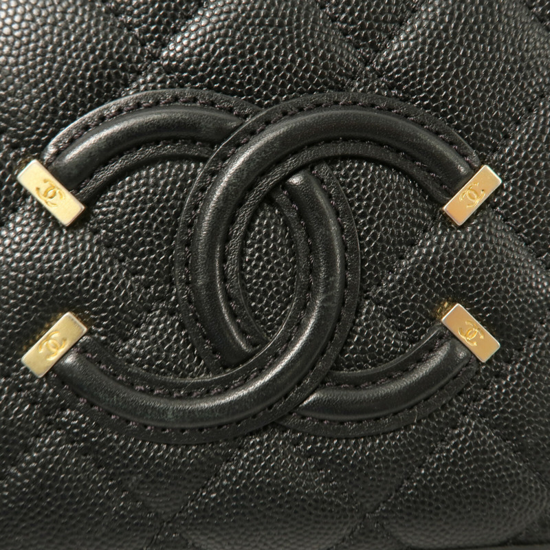 CHANEL 牛皮皮革Vanity Case 17cm鏈帶手挽肩背兩用袋-5