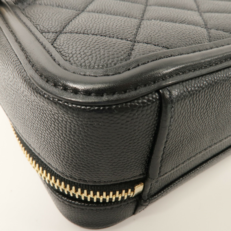 CHANEL 牛皮皮革Vanity Case 17cm鏈帶手挽肩背兩用袋-14