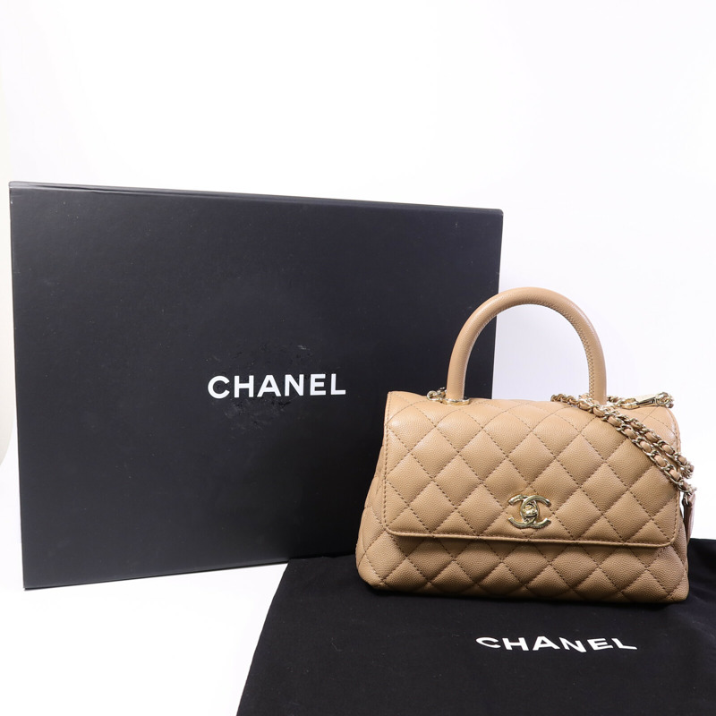 CHANEL 牛皮皮革Coco Handle Small手挽肩背兩用袋-9