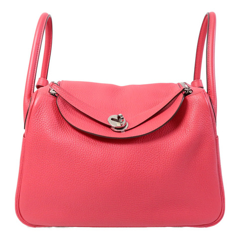 HERMES Clemence皮革Lindy 30肩背袋Rose Extreme