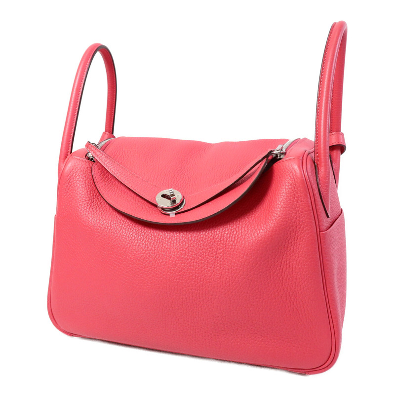 HERMES Clemence皮革Lindy 30肩背袋Rose Extreme-2