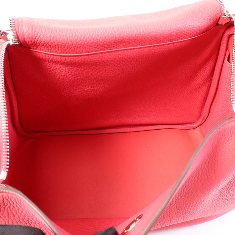 HERMES Clemence皮革Lindy 30肩背袋Rose Extreme-4