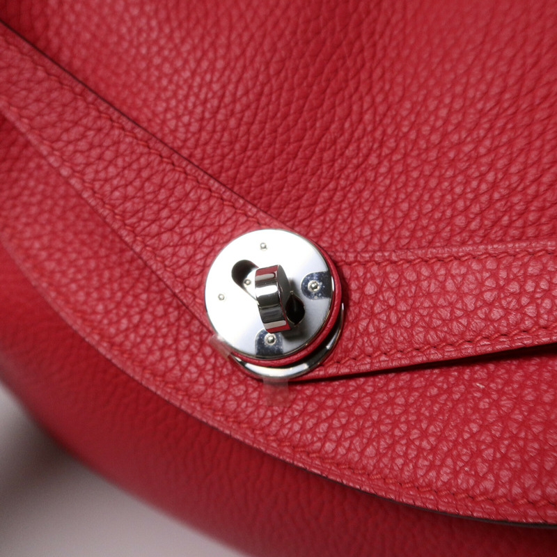 HERMES Clemence皮革Lindy 30肩背袋Rose Extreme-6