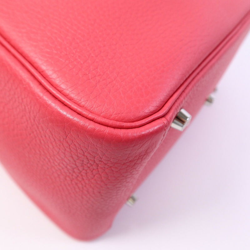HERMES Clemence皮革Lindy 30肩背袋Rose Extreme-10