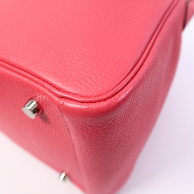 HERMES Clemence皮革Lindy 30肩背袋Rose Extreme-11