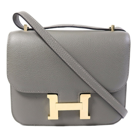 HERMES Evercolor皮革Constance Mini肩背袋GrisMeyer/Gris Perle