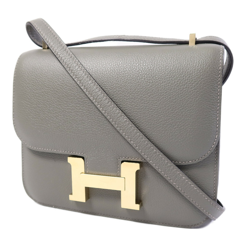 HERMES Evercolor皮革Constance Mini肩背袋GrisMeyer/Gris Perle-2