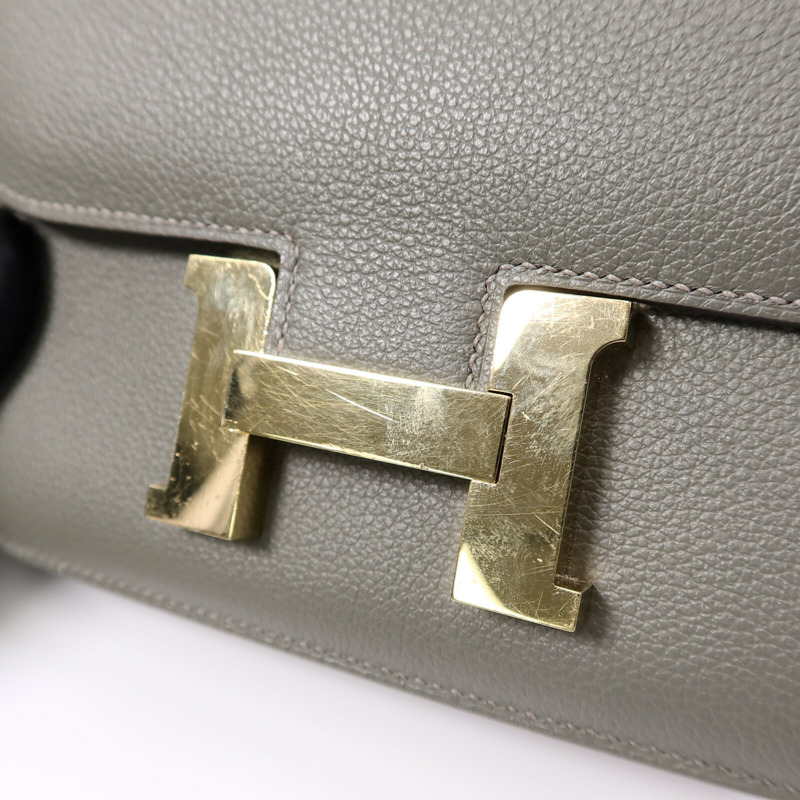 HERMES Evercolor皮革Constance Mini肩背袋GrisMeyer/Gris Perle-6
