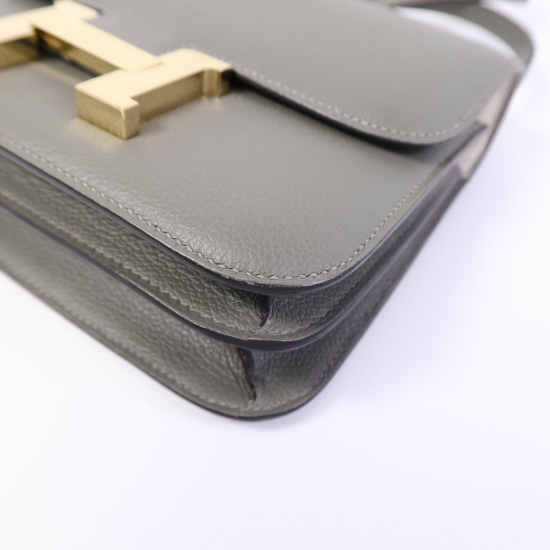 HERMES Evercolor皮革Constance Mini肩背袋GrisMeyer/Gris Perle-10