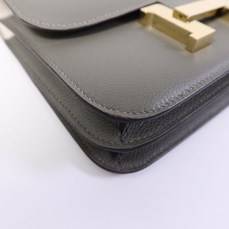 HERMES Evercolor皮革Constance Mini肩背袋GrisMeyer/Gris Perle-11