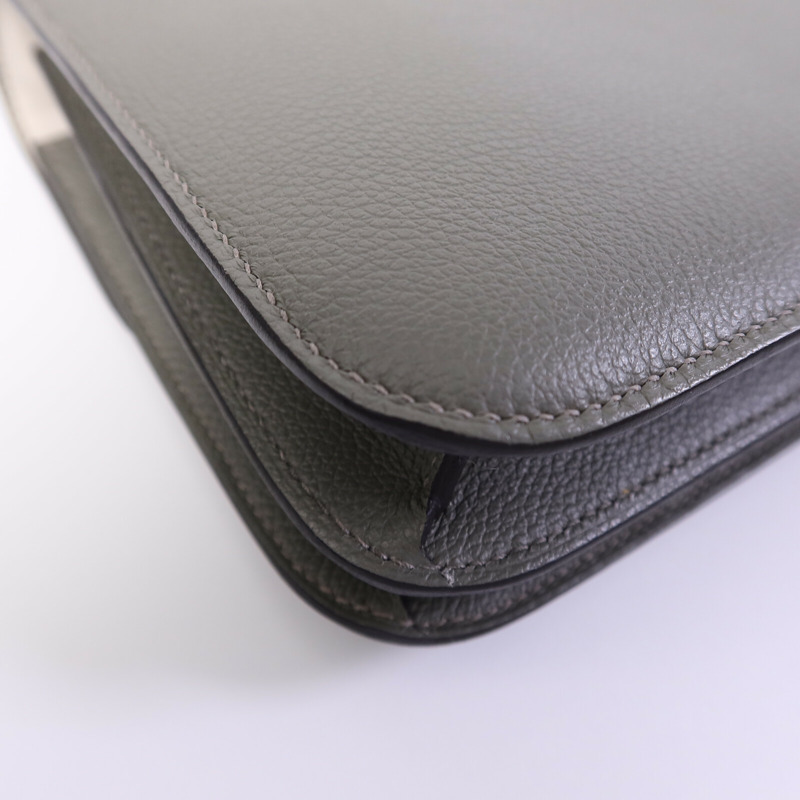 HERMES Evercolor皮革Constance Mini肩背袋GrisMeyer/Gris Perle-13