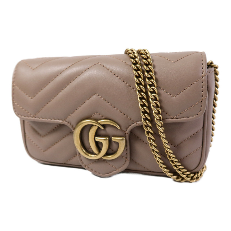 GUCCI 牛皮皮革GG Marmont Super Mini鏈帶肩背袋-1