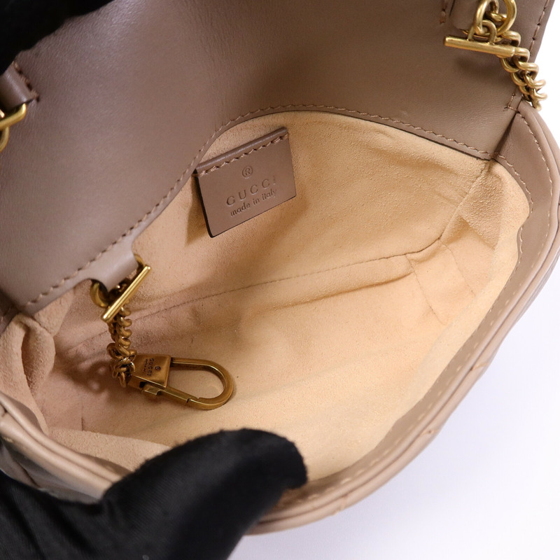 GUCCI 牛皮皮革GG Marmont Super Mini鏈帶肩背袋-4