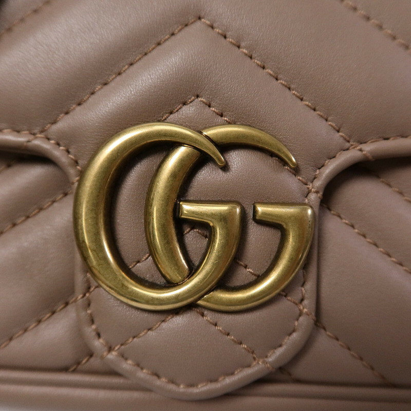 GUCCI 牛皮皮革GG Marmont Super Mini鏈帶肩背袋-6