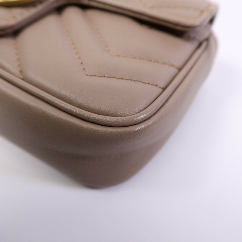 GUCCI 牛皮皮革GG Marmont Super Mini鏈帶肩背袋-9