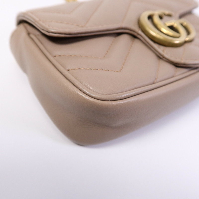 GUCCI 牛皮皮革GG Marmont Super Mini鏈帶肩背袋-10