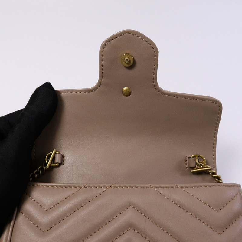 GUCCI 牛皮皮革GG Marmont Super Mini鏈帶肩背袋-13