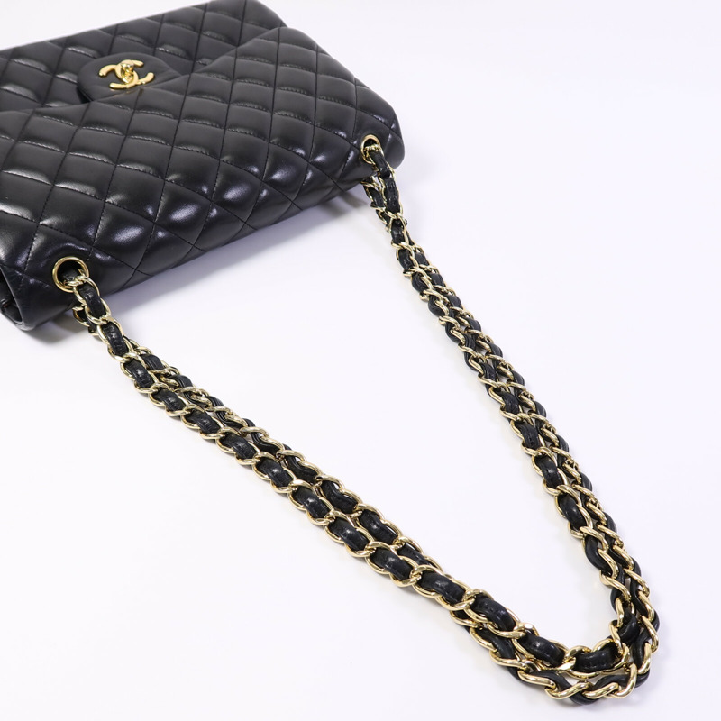 CHANEL 羊皮皮革Large Classic鏈帶肩背袋-9
