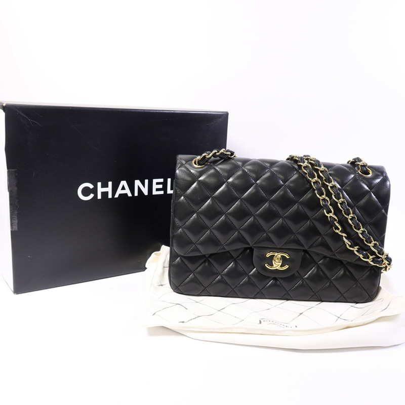CHANEL 羊皮皮革Large Classic鏈帶肩背袋-10