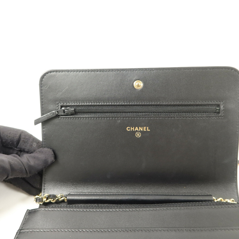 CHANEL 牛皮皮革Wallet On Chain WOC鏈帶肩背袋-10