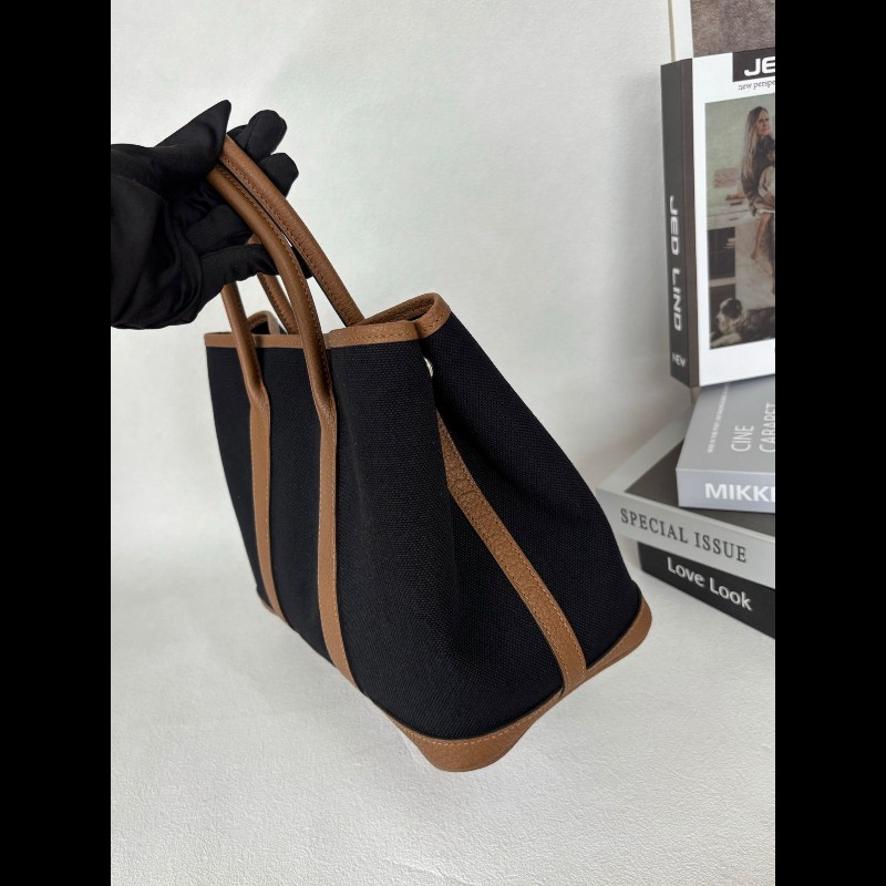 Hermes Garden Party 30 
栗子色拼黑色帆布-2